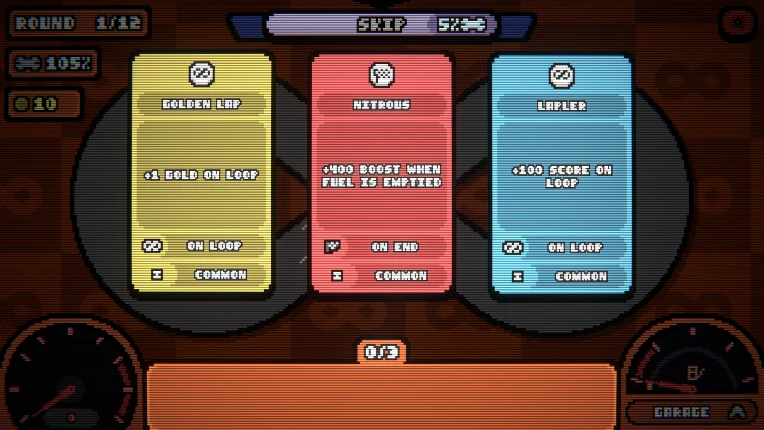 Historical Steam Demo screenshot showing three upgrade cards